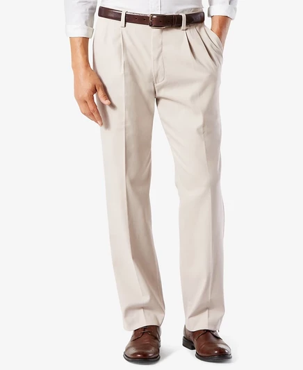 Мужские брюки Dockers классические с защипами, бежевые