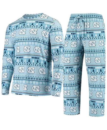 Мужской комплект Concepts Sport Carolina Blue North Carolina Tar Heels с уродливым свитером, вязаным топом с длинными рукавами и брюками blue