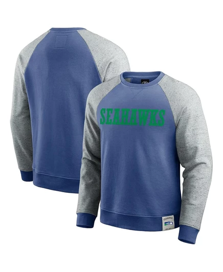 Мужской Darius Rucker от Royal/Heather Gray Seattle Seahawks, пуловер-реглан Throwback Color Block royal, heather gray