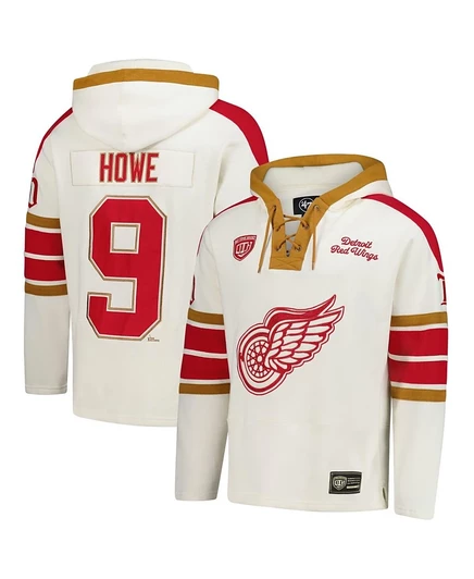 Мужская худи '47 Brand Gordie Howe с шнуровкой, слоновая кость