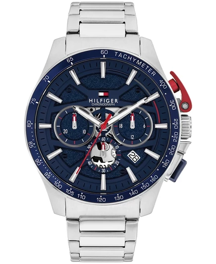 Мужские часы-браслет из нержавеющей стали с хронографом Tommy Hilfiger серебристого цвета, 44 мм серебристый