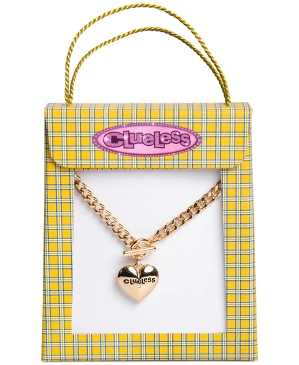 16-дюймовое колье-подвеска Clueless с золотым Паве и выгравированным на нем логотипом в виде сердца gold