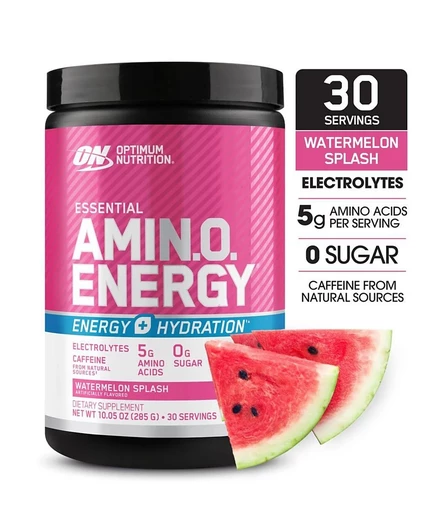 Порошок Optimum Nutrition Essential Amino Energy Hydration Plus Focus Powder со вкусом арбуза, 9,5 унций, без цвета
