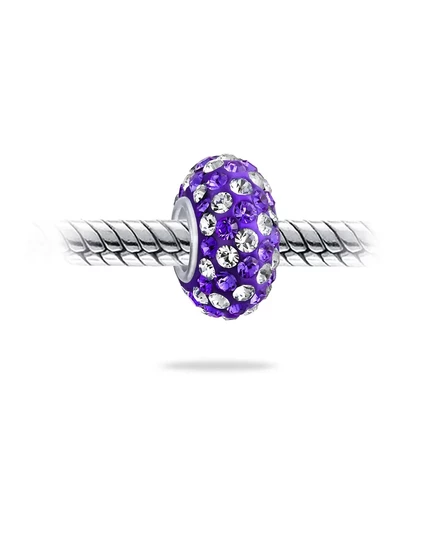 Ювелирный набор Bling из 2-х твердых полосатых хрустальных бусин с инкрустацией для европейского браслета Sterling Silver Core