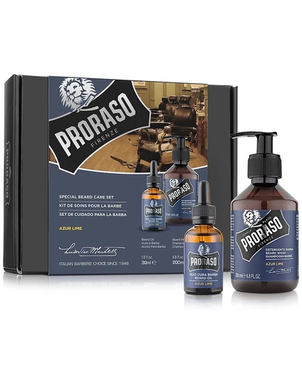 Proraso, 2 Шт. Набор для ухода за Густой И Длинной Бородой с Ароматом Лазурного Лайма