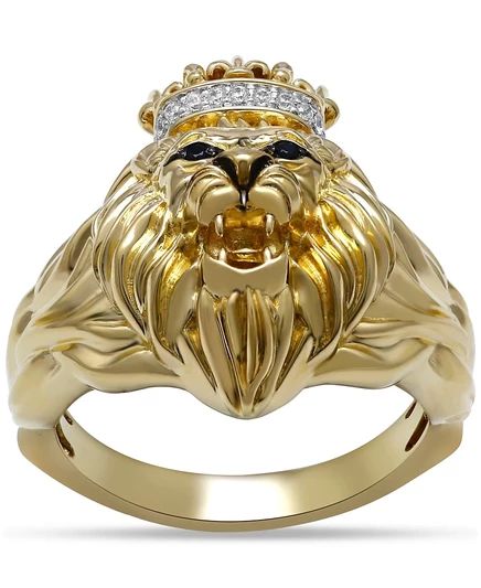 Мужское кольцо Macy's Lion & Crown с бриллиантами, золотое