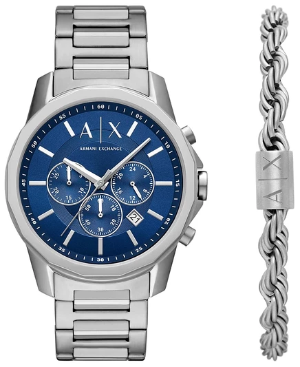 Мужские часы Armani Exchange Chronograph 44 мм, серебристые