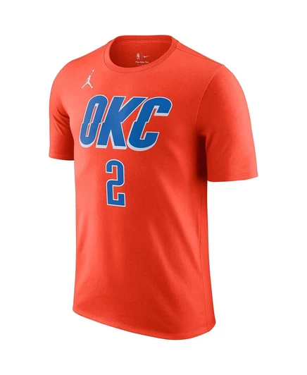 Мужская футболка Jordan's Shai Gilgeous-Alexander Orange Oklahoma City Thunder 2022/23 с фирменным логотипом и номером. orange