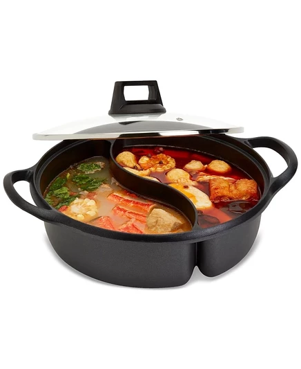 Алюминиевая кастрюля Infuse 4,2 л двусекционная, черная