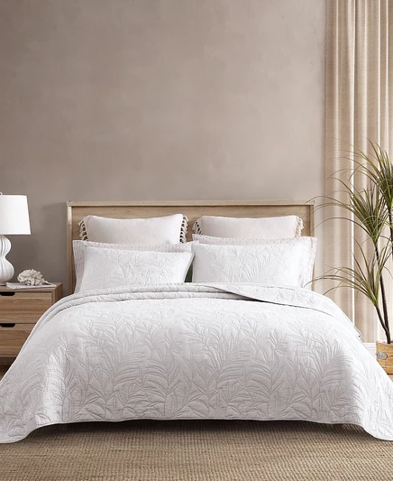 Двустороннее стеганое одеяло Tommy Bahama Home из плотного хлопка Costa Sera, королевский белый