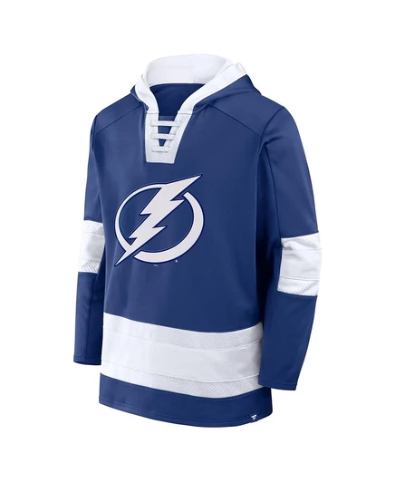 Мужская толстовка-пуловер из флиса Fanatics синего цвета Tampa Bay Lightning Inside Line с капюшоном blue, white