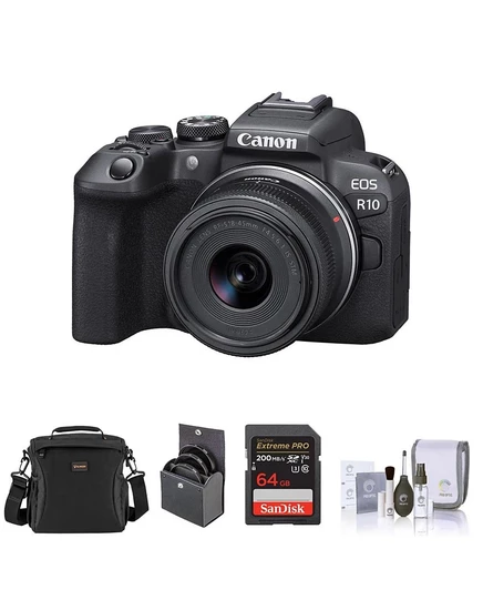 Фотоаппарат Canon EOS R10 с объективом RF‑S 18–45 мм, набор, черный