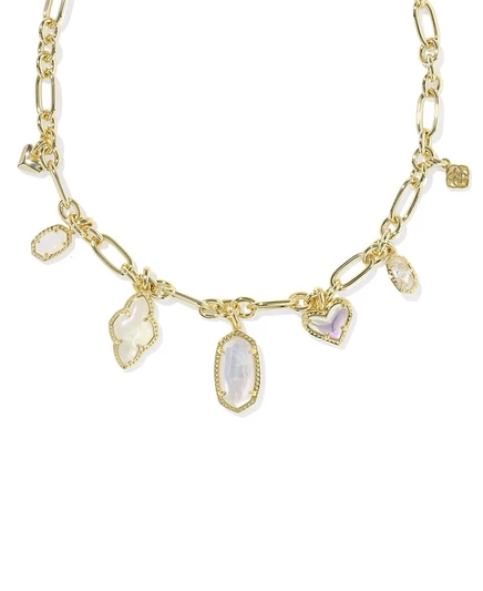 Золотое колье-талисман Kendra Scott с несколькими камнями и имитацией жемчуга Icon Charm