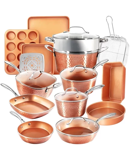 Набор посуды Gotham Steel Hammered Copper 20 предметов, золотистый