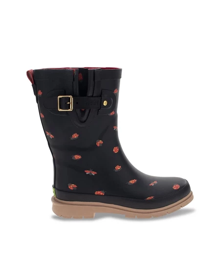 Женские ботинки Western Chief Lucky Ladybug Mid Rain Boot черного цвета