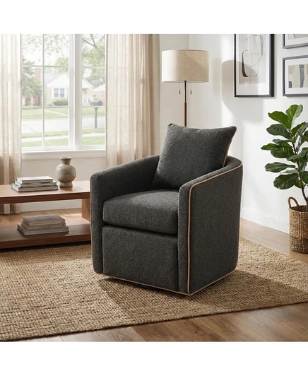 Вращающееся акцентное кресло Streamdale Furniture, мягкий клубный диван-бочонок для гостиной, светло-серый