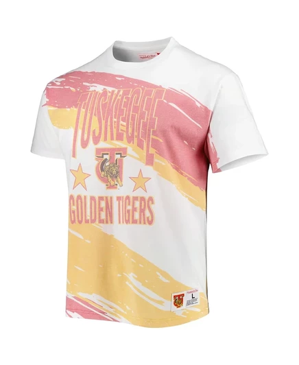 Мужская белая футболка Mitchell & Ness с принтом Tuskegee Golden Tigers Paintbrush от Mitchell & Ness white