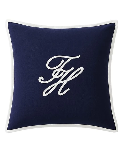 Декоративная подушка из хлопка с монограммой Tommy Hilfiger Swim Shop, синяя, 20 x 20 дюймов