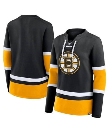 Женская футболка Fanatics Boston Bruins Prime Time, шнуровка, мульти