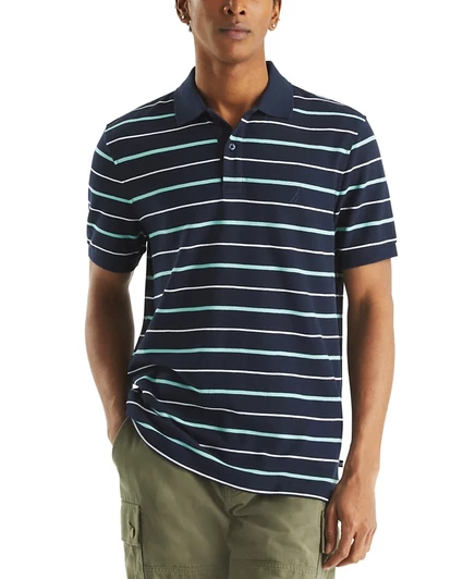 Мужское поло Nautica Deck в полоску Classic-Fit, синее