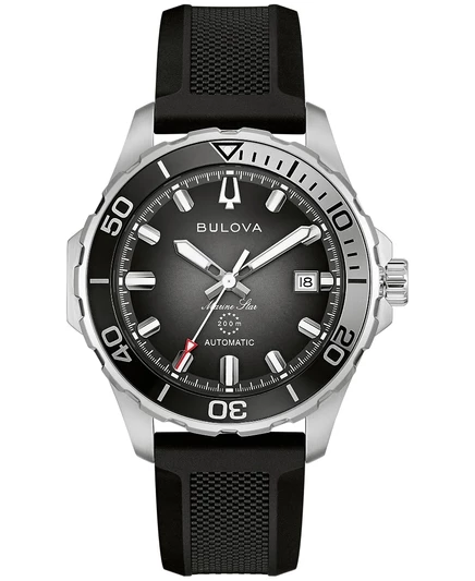 Мужские часы Bulova Marine Star Series B с автоподзаводом из черной силиконовой резины, 45 мм, черные