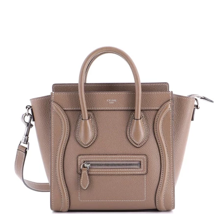 Женская сумка Celine Nano Luggage зернистая кожа, коричневая