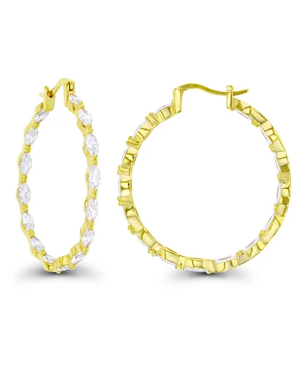 Серьги-кольца Macy's, фианиты-маркизы, желтые
