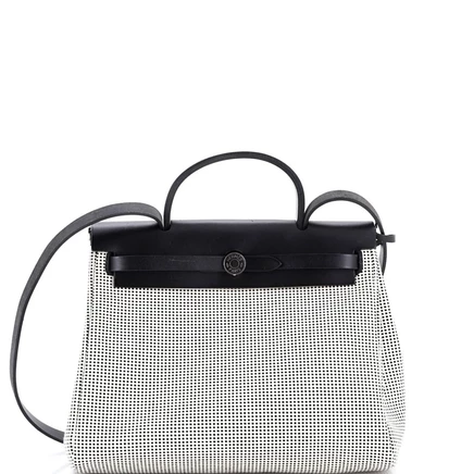 Женская сумка Hermes Herbag 31 Zip комбинированная, черная