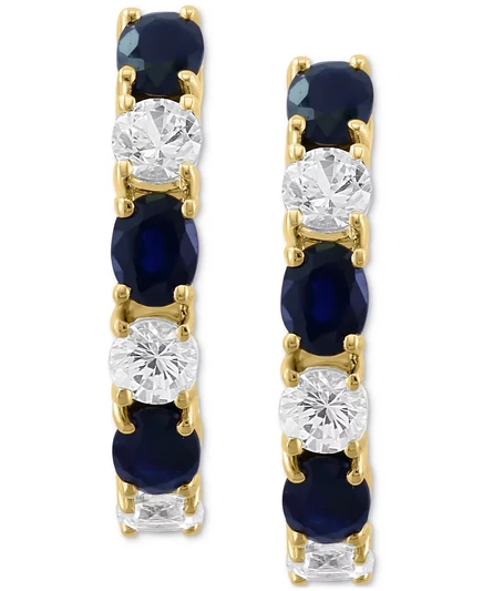 Набор EFFY серьги и кольцо 14k белое золото, изумруд/сапфир