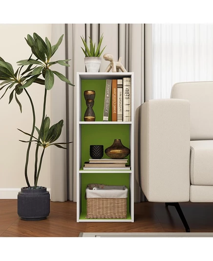 HOMLUX 3 Кубическая декоративная книжная полка Открытый книжный шкаф Органайзер для хранения игрушек Горизонтальный Вертикальный, зеленый без цвета