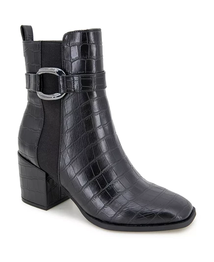  Женские сапоги Emerson на блочном каблуке black croco