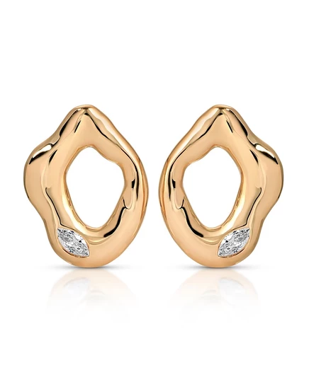 Серьги-пусеты Ettika Melting Metal Crystal, золотистые