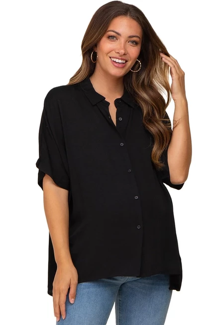 Топ для беременных Pinkblush Button Up Dolman, черный