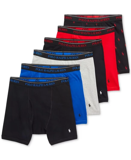 Мужской набор 5 +1 в подарок. Хлопковые трусы-боксеры классического кроя polo black/sapphire