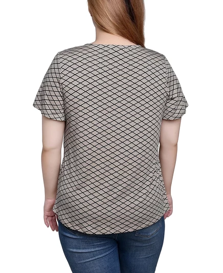 Топ с коротким рукавом из коллекции NY Collection и фурнитурой black tan arrow