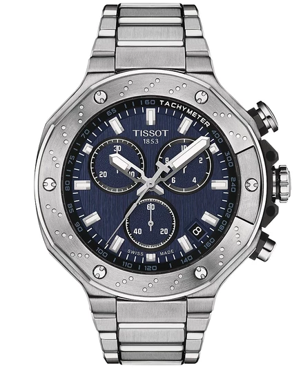 Мужские часы-хронограф Tissot T‑Race 45 мм, серебристые