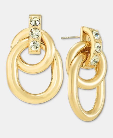 Серьги-капли I.N.C. International Concepts Pavé Linked Circle, эксклюзивное золото Macy's