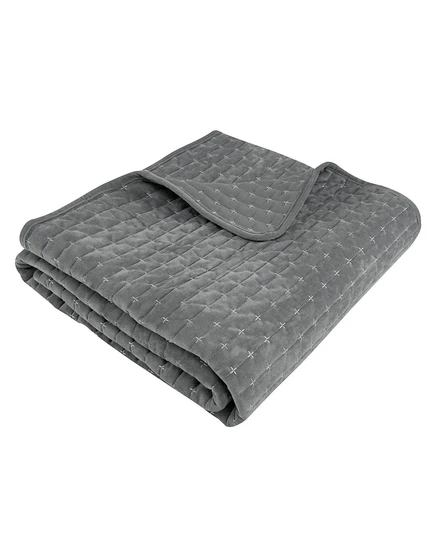 Двусторонний стеганый плед Levtex Velvet Stitch, серый