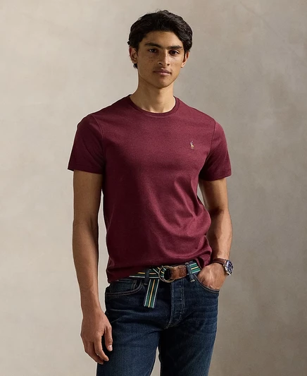 Мужская футболка Polo Ralph Lauren Custom Slim, винная меланжевая