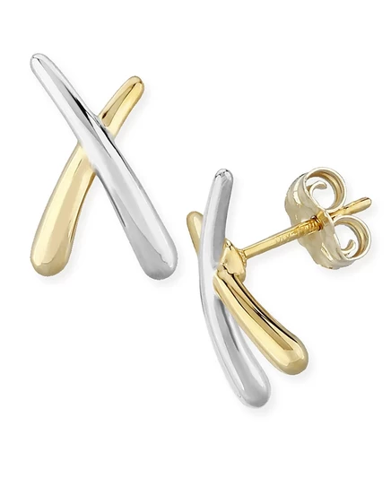 Серьги-гвоздики Macy's X 14 карат двухцветные, золотистые
