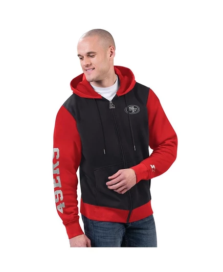 Мужская толстовка Starter's Black/Scarlet San Francisco 49ers Thursday Night Gridiron с капюшоном на молнии multi