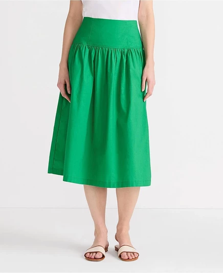 Женская юбка Lands' End Poplin миди, зеленая