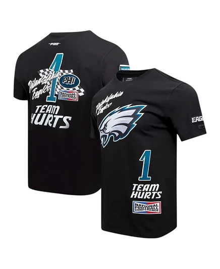 Мужская футболка Pro Standard с именем и номером игрока Jalen Hurts Black Philadelphia Eagles Fast Lane black