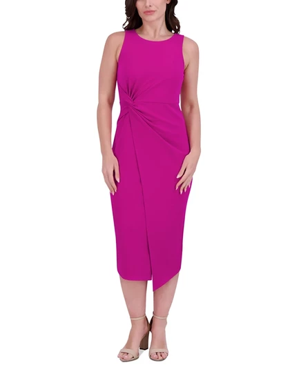 Женское платье Siena Ruched Side-Twist миди, розовое