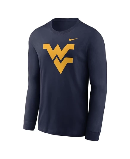 Мужская футболка Nike с логотипом Navy West Virginia Mountaineers с длинным рукавом navy