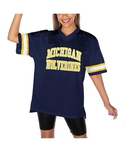 Женская футболка Gameday Couture Michigan со стразами, темно-синяя