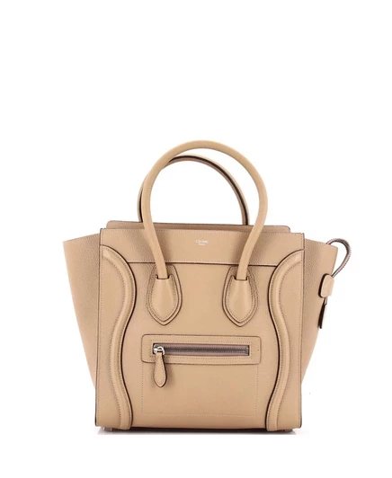 Женская сумка Celine Micro Luggage из зернистой кожи, песочно-бежeвая