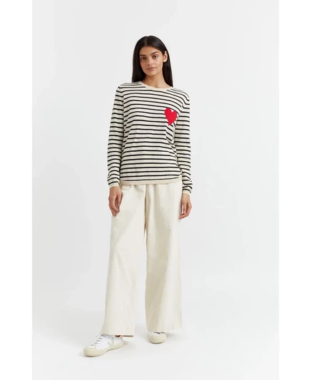 Женский шерстяной и кашемировый свитер Chinti & Parker Breton Heart от Chinti & Parker cream