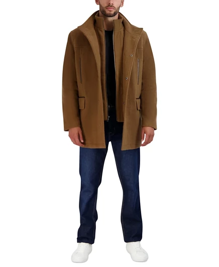 Мужское пальто Cole Haan Heavy Plush Car Coat, бежевое