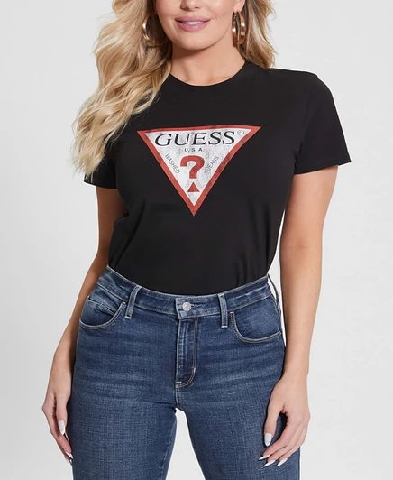 Женская футболка Guess из органического хлопка, черная